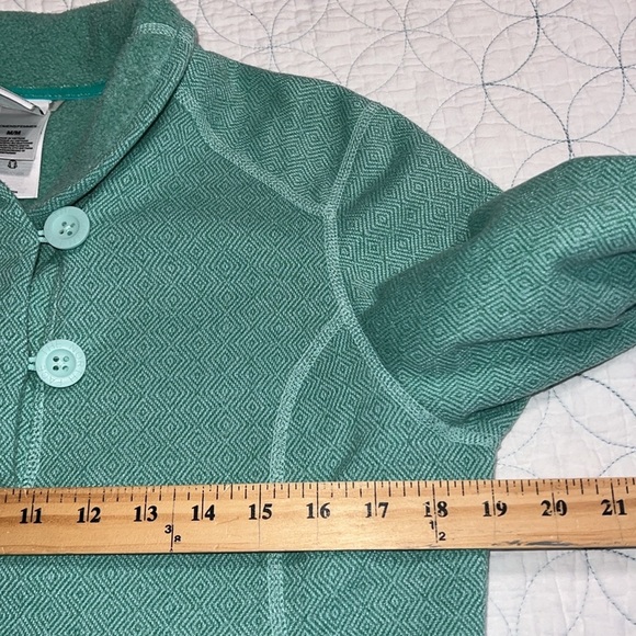 The North Face M fleece lined sweatshirt mint green l long sleeve button closure - Picture 8 of 13